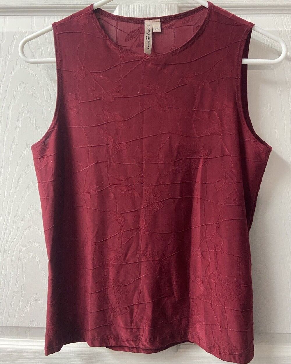 Susan Lawrence Sleeveless Tank Top Women Petite Small Burgundy Office Career